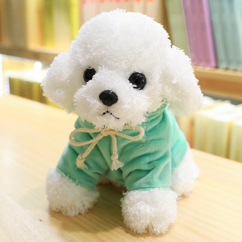 네이처타임즈 부들부들 후드 강아지 봉제인형 + 강아지 키링, 25cm, 그린 후드, 1개