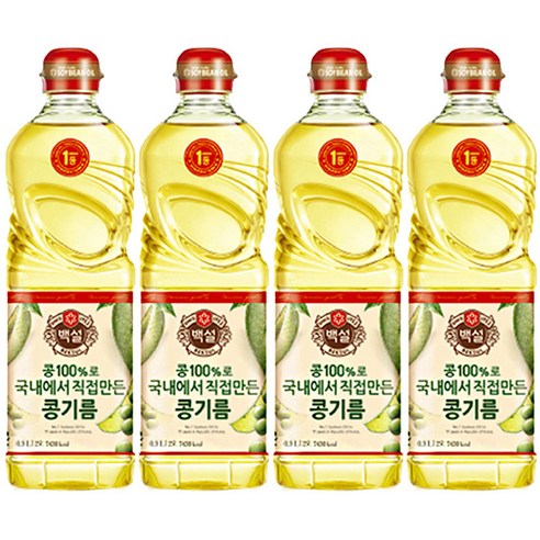 백설 콩기름, 900ml, 4개