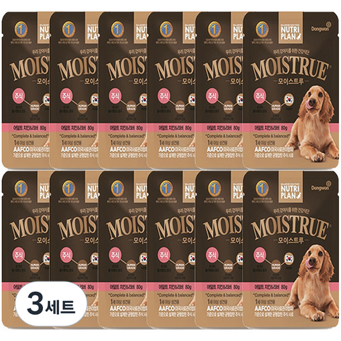 동원 뉴트리플랜 1세 이상 성견 어덜트 모이스트루 독 주식사료 12p, 치킨 + L테아닌, 960g, 3세트