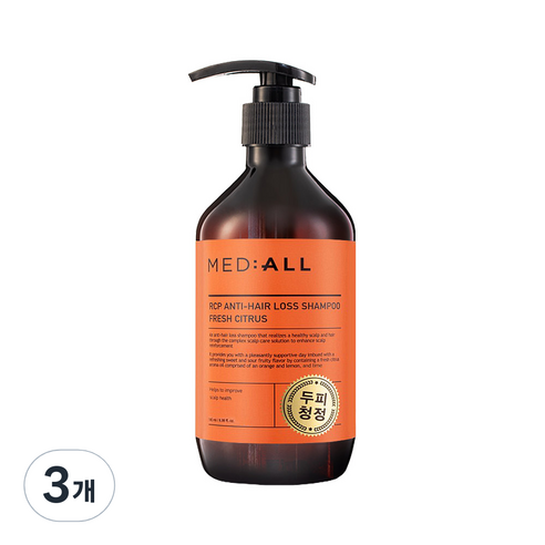 메디올 알시피 안티로스 두피청정 탈모완화 샴푸 시트러스, 300ml, 3개