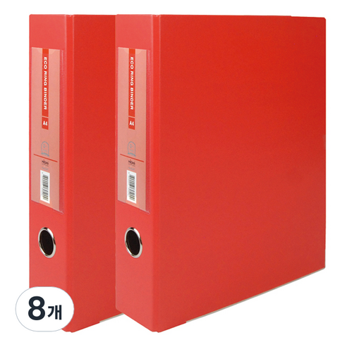 마이다스 D링 바인더 파일 명찰형 7cm 3공 A4, 적색, 8개