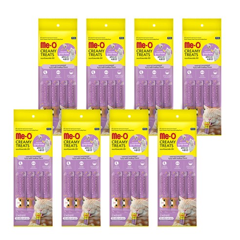 MeO 크리미 고양이 간식 15g x 4p, 혼합맛(참치/가리비), 60g, 8개