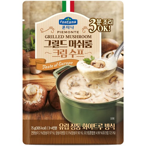 폰타나 그릴드 머쉬룸 크림 수프 파우치, 75g, 1개