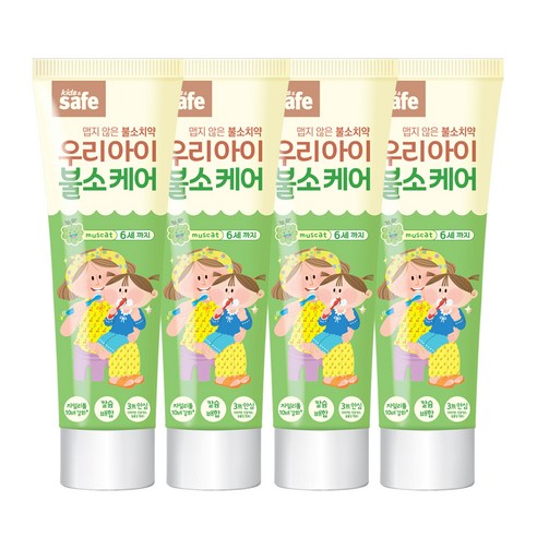 키즈세이프 우리아이 불소케어 치약 1~6세, 60g, 4개