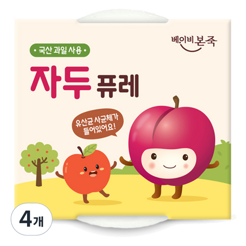 베이비본죽 과일퓨레 2p, 4개, 200g, 자두
