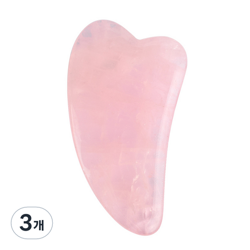 천연 로즈쿼츠 하트 괄사, 3개, 혼합색상