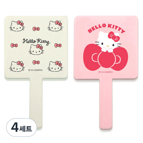 뷰티홈 산리오 헬로키티 미니 손거울 2종 세트, 연핑크(미니), 아이보리(패턴 미니), 4세트