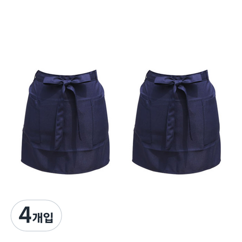바이데코 솔리드 심플 허리 앞치마, 네이비, 4개입