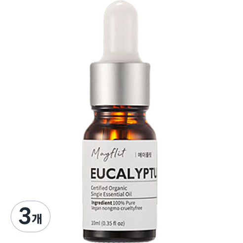 메이플릿 유기농 비건 아로마 에센셜 오일 유칼립투스, 10ml, 3개