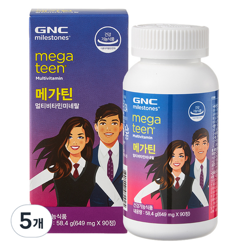 GNC 메가틴 멀티비타민 앤 미네랄, 90정, 5개