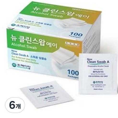 메디탑 뉴클린스왑 에이 알콜솜, 100개입, 6개
