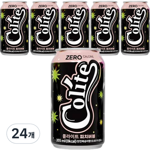 콜라이트 제로콜라 피치버블, 24개, 355ml