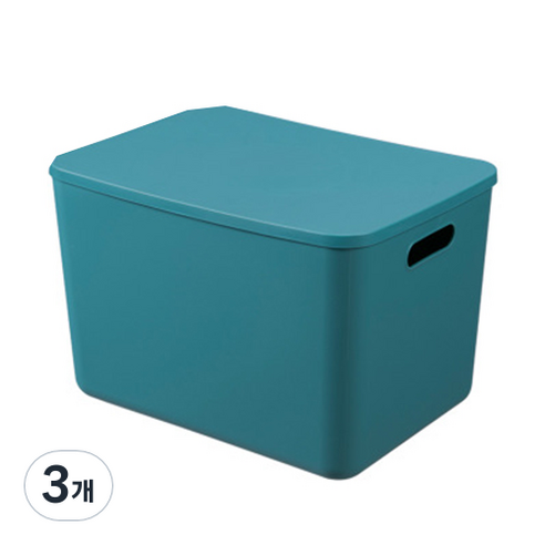 마카롱 플라스틱 보관 수납함 24L A, 그린, 3개