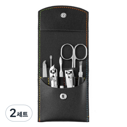 칼리오페 발톱 손톱깍이 7종 + 가죽 케이스 세트, 2세트, 블랙