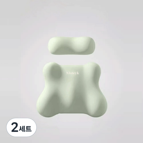 Ez2mk 사계절 차량용 목쿠션 허리쿠션 세트 MS-490, 그린, 2세트