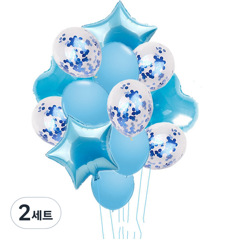파티복닷컴 풍선모음 14p 파티세트, 블루, 2세트