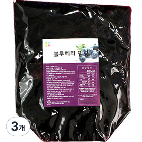 오붐 블루베리 필링잼, 2kg, 3개
