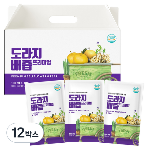 물없이 국내산 통째로 만든 도라지배즙 프리미엄, 3000ml, 12박스