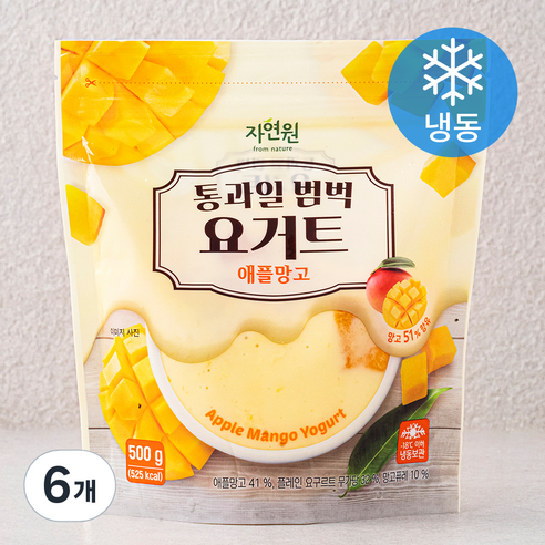 자연원 통과일 범벅요거트 애플망고 (냉동), 500g, 6개