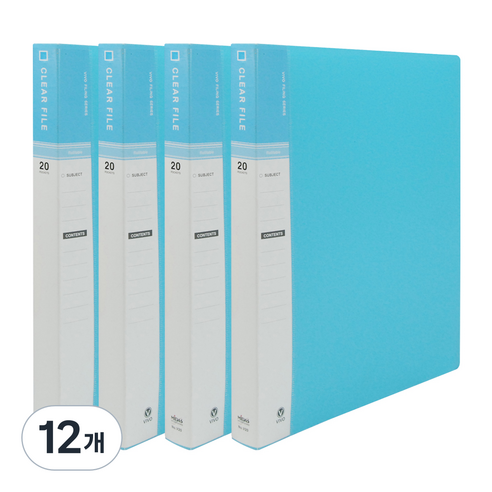 현풍 20매 비보 클리어화일 인덱스 A4, 하늘색, 12개