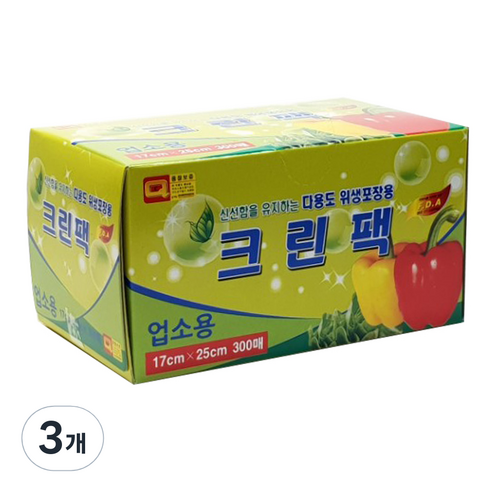 크린팩 식품포장용 위생팩 소 17 x 25 cm, 300개입, 3개