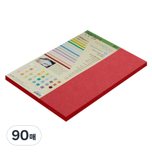 종이문화 친환경색지 레인보우카드 No.29 레드, B4, 90매