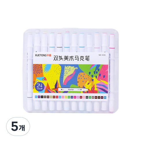 동아PMS 트윈 사인펜 마카 24색, 혼합색상, 5개
