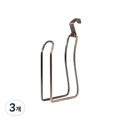 해피이지 무타공 욕실 변기 롤 휴지홀더 후드고리형, 브론즈, 3개