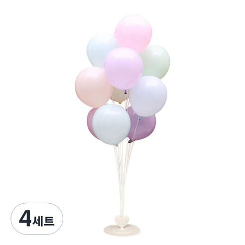 와우파티코리아 하트풍선꽂이 세트, 마카롱 혼합, 4세트
