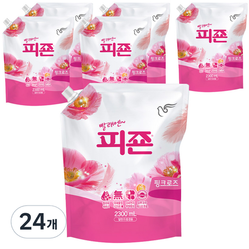 피죤 레귤러 섬유유연제 핑크로즈 리필, 2.3L, 24개