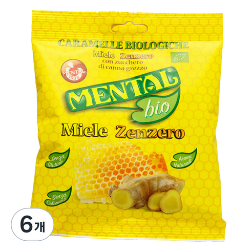 멘탈 꿀 생강 캔디, 90g, 6개