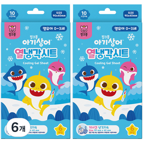 아텍스 영유아용 핑크퐁 아기상어 열냉각시트, 6개입, 6개