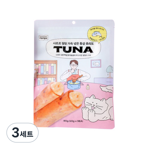 냥쌤 고양이 나응식 레시피 튜나 츄리또 9p, 참치, 3세트