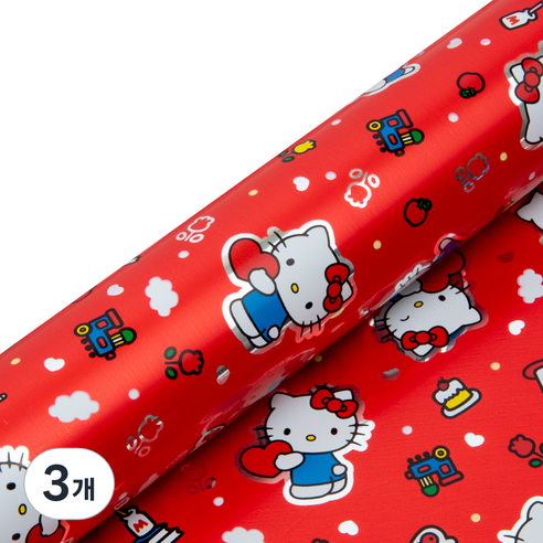 산리오 헬로키티 메탈롤 포장지 중, 레드, 3개