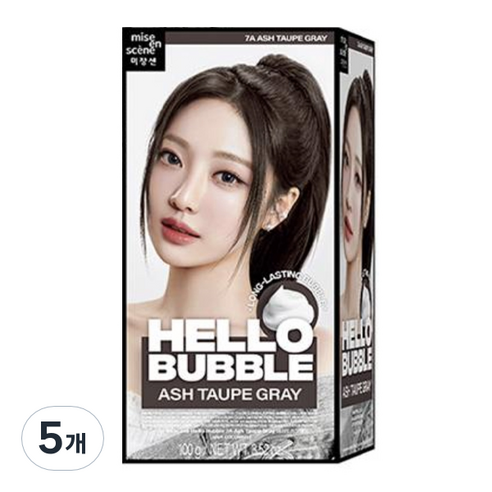 미쟝센 올뉴 헬로버블 염모제, 7A 애쉬토프그레이, 5개