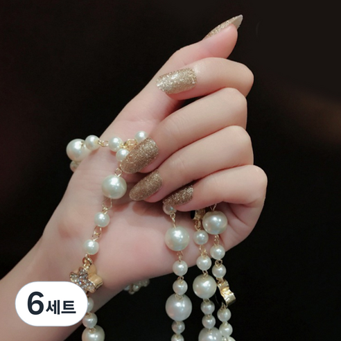 이엘피코리아 이코 네일스티커 QB417, 글리터골드, 6세트