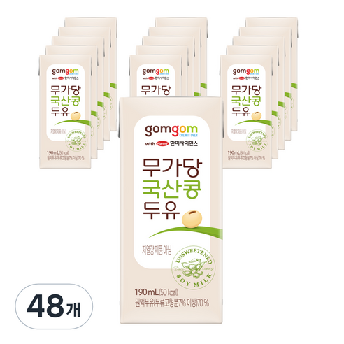 곰곰 무가당 국산콩 두유, 48개, 190ml