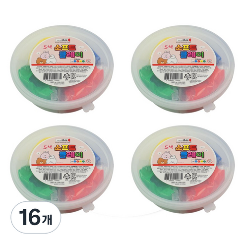 아이비스 5색 소프트클레이 CR 12083, 16개, 혼합색상