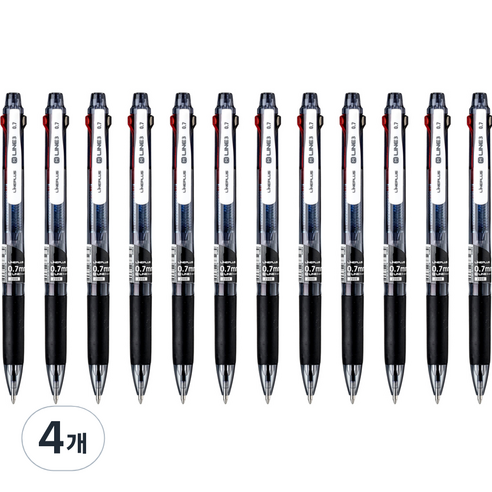 라인플러스 M LINE3 볼펜 0.7mm 12p, 블랙, 4개