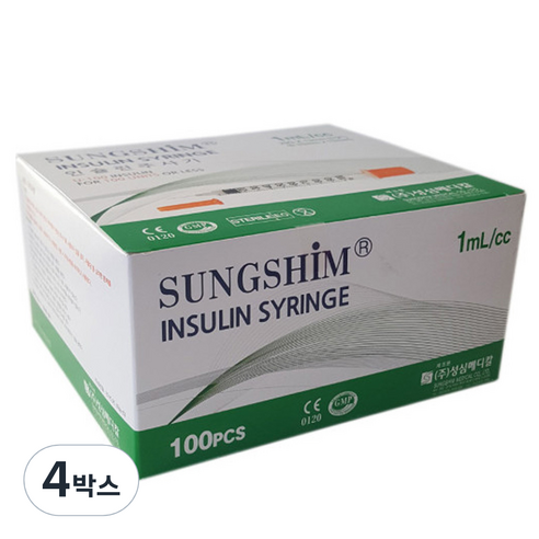 성심메디칼 인슐린 주사기 1ml 13mm 29g 100p, 4개