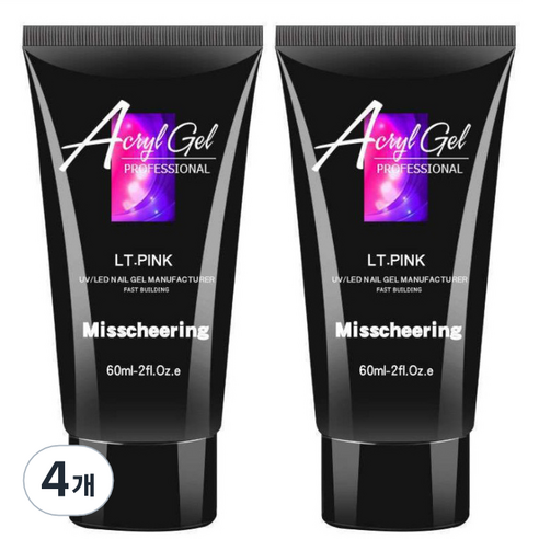 스위스녹스 손톱 연장 재료 베이직 폴리젤 60ml, 4개, 라이트핑크