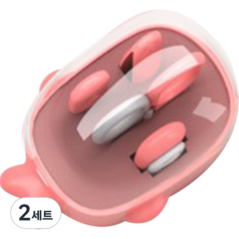 블루마켓 유아용 고래케이스 손톱깎이 세트, 핑크, 2세트
