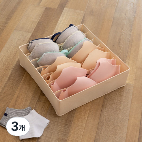 스타 클린 속옷 칸막이 정리함 7칸, 3개, 04 아이보리
