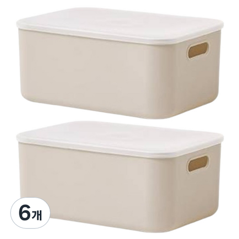 룸앤홈 애니 팬트리 수납박스, 베이지, M(260 x 365 x 160 mm), 6개