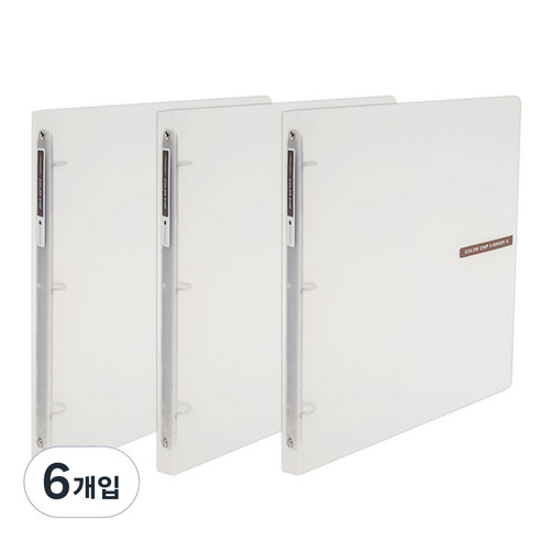 에코청운 칼라칩 미니 O링 바인더 3공 A4, 투명, 6개입
