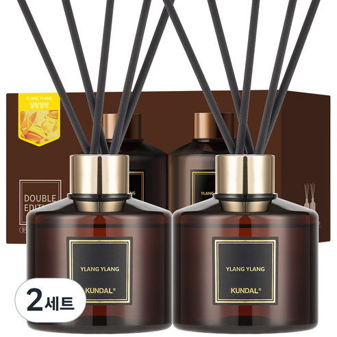 쿤달 퍼퓸 디퓨저 2개 + 섬유스틱 10개, 일랑일랑, 200ml, 2세트