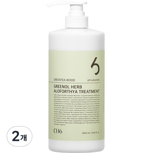 CH6 그리놀 허브 알로포시아 탈모 기능성 트리트먼트 그린티우드향, 1000ml, 2개