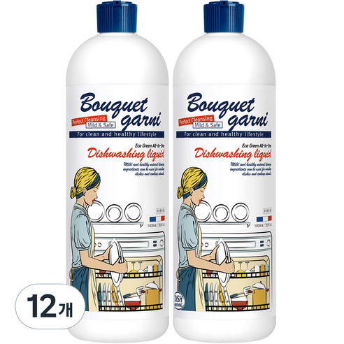 부케가르니 에코 그린 액체 식기세척기 세제, 1000ml, 12개
