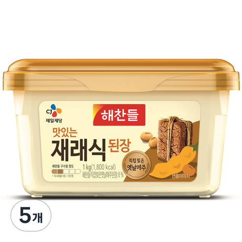 해찬들 맛있는 재래식 된장, 1kg, 5개