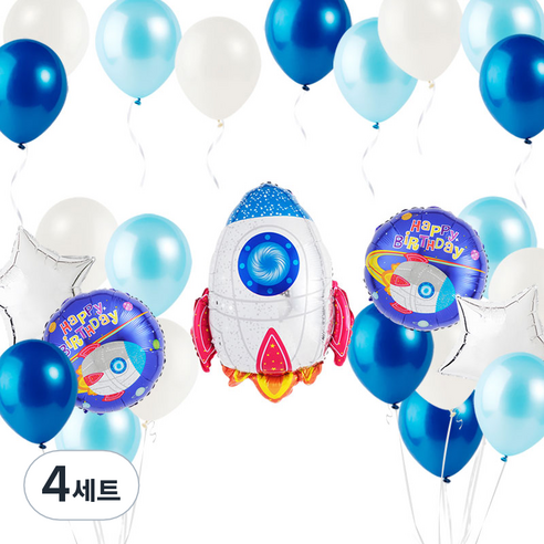 생일파티 우주선 풍선장식세트, 블루오션, 4세트